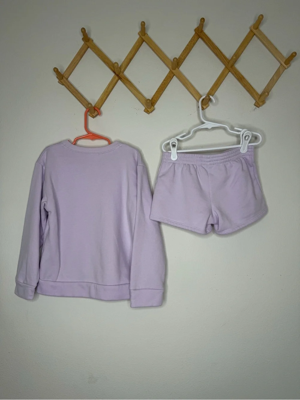 Adidas Lilac Two-Piece Sweatshirt & Shorts Set Girls Size 6 Active Outfit